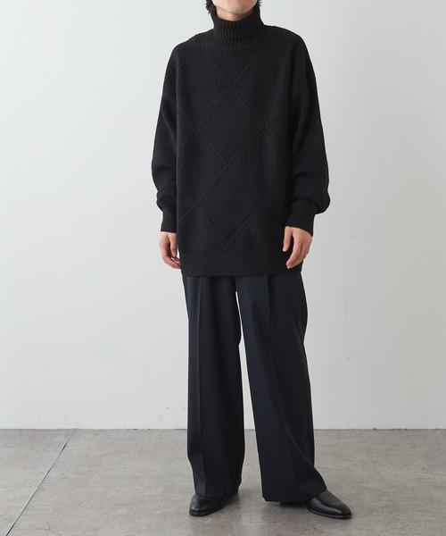 Lui's(ルイス)の「アーガイル柄タートルニット(ニット/セーター・メンズ・アイボリー/ブラック/グリーン/オレンジ・SMALL/MEDIUM)」の7枚目の写真