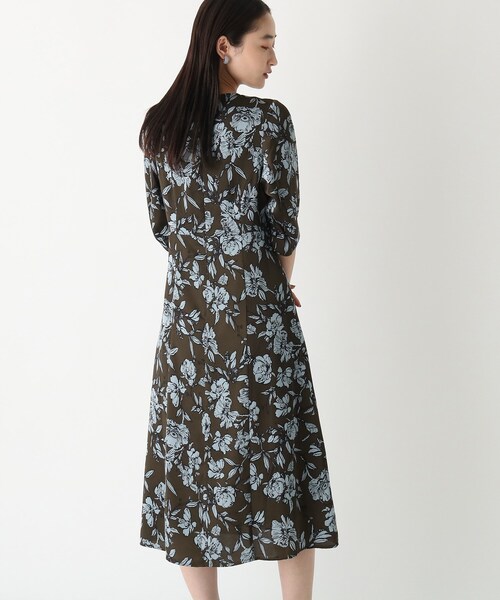 フラワープリント フレアドレス Lサイズ green label relaxing（グリーンレーベルリラクシング）の