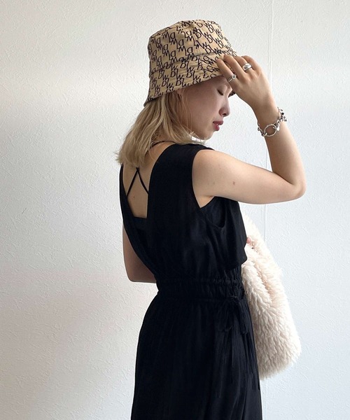 w closet（ダブルクローゼット）の「モノグラムバケットハット（ハット・レディース・ブラック/ベージュ・FREE）」の4枚目の写真