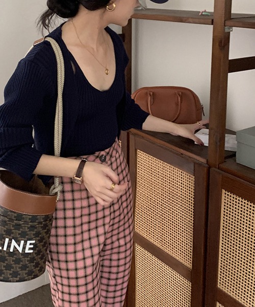 aimoha（アイモハ）の「チェック柄セミフレアスラックス（スラックス・レディース・ピンク・LARGE/X-LARGE/SMALL/MEDIUM）」の10枚目の写真