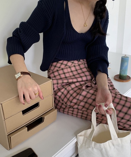 aimoha（アイモハ）の「チェック柄セミフレアスラックス（スラックス・レディース・ピンク・LARGE/X-LARGE/SMALL/MEDIUM）」の15枚目の写真