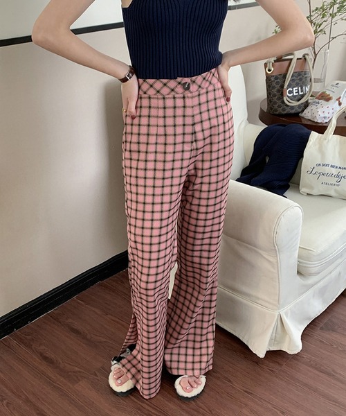 aimoha（アイモハ）の「チェック柄セミフレアスラックス（スラックス・レディース・ピンク・LARGE/X-LARGE/SMALL/MEDIUM）」の17枚目の写真