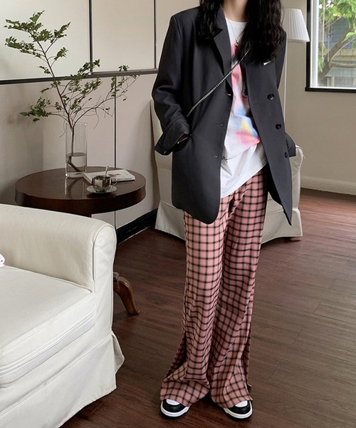 aimoha（アイモハ）の「チェック柄セミフレアスラックス（スラックス・レディース・ピンク・LARGE/X-LARGE/SMALL/MEDIUM）」の18枚目の写真