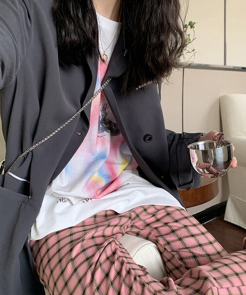 aimoha（アイモハ）の「チェック柄セミフレアスラックス（スラックス・レディース・ピンク・LARGE/X-LARGE/SMALL/MEDIUM）」の20枚目の写真