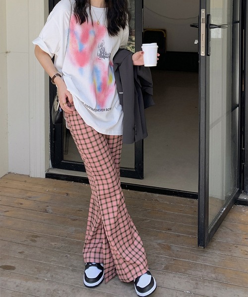 aimoha（アイモハ）の「チェック柄セミフレアスラックス（スラックス・レディース・ピンク・LARGE/X-LARGE/SMALL/MEDIUM）」の22枚目の写真