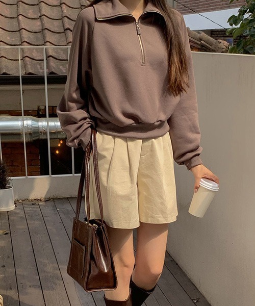 SONA（ソナ）の「SONYUNARA ハーフジップアップセミクロップトレーナー（スウェット・レディース・ブラウン/オートミール・FREE）」の20枚目の写真