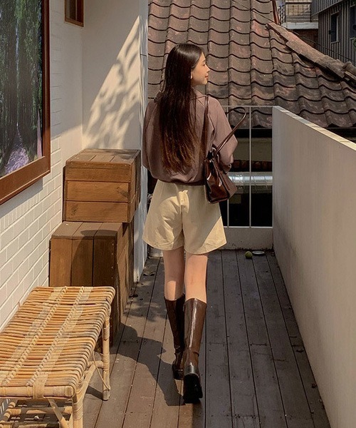 SONA（ソナ）の「SONYUNARA ハーフジップアップセミクロップトレーナー（スウェット・レディース・ブラウン/オートミール・FREE）」の11枚目の写真