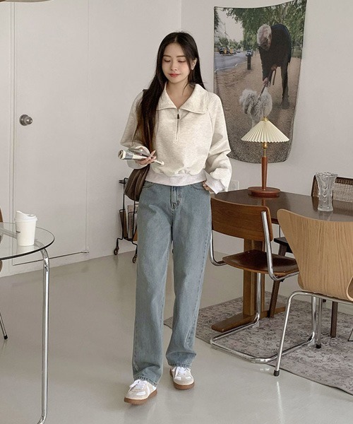 SONA（ソナ）の「SONYUNARA ハーフジップアップセミクロップトレーナー（スウェット・レディース・ブラウン/オートミール・FREE）」の12枚目の写真