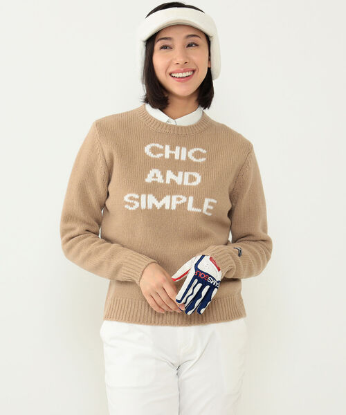 ★美品★BEAMS GOLF　ラムウール レタード ニット　サイズ　L WOMEN〉BEAMS GOLF PURPLE LABEL / ラムウール レタード ニット