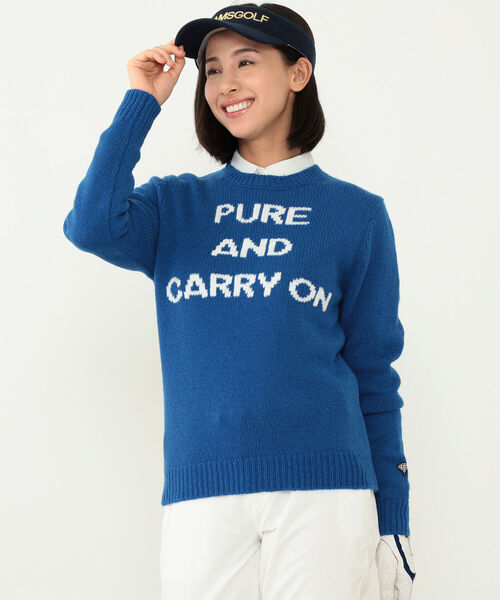 WOMEN〉BEAMS GOLF PURPLE LABEL / ラムウール レタード ニット