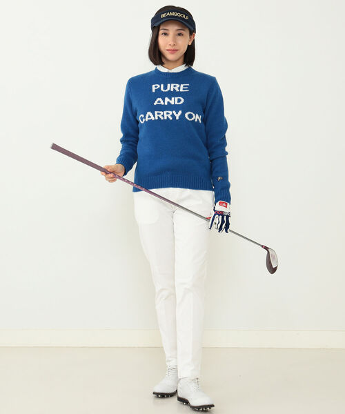 WOMEN〉BEAMS GOLF PURPLE LABEL / ラムウール レタード ニット