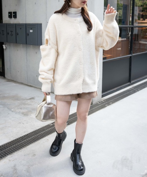 WEGO（ウィゴー）の「WEGO/マルチWAYシャギーBIGカーディガン（カーディガン/ボレロ・レディース・グリーン系その他/アイボリー/ブラック・FREE）」の16枚目の写真