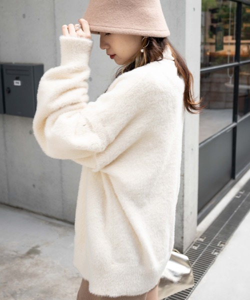 WEGO（ウィゴー）の「WEGO/マルチWAYシャギーBIGカーディガン（カーディガン/ボレロ・レディース・グリーン系その他/アイボリー/ブラック・FREE）」の20枚目の写真