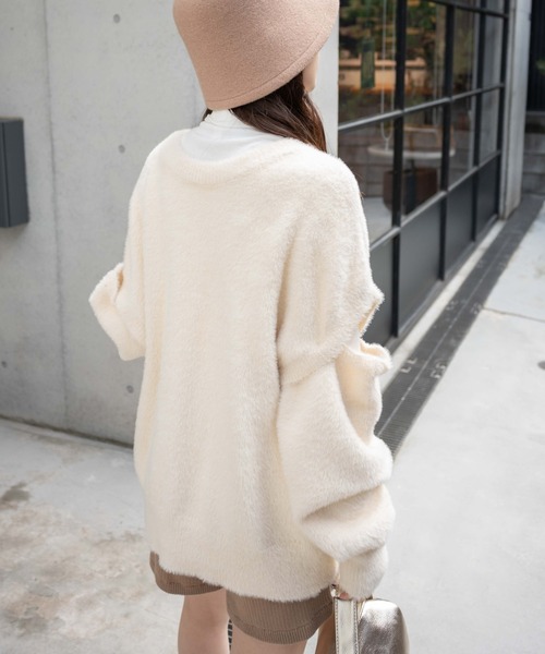 WEGO（ウィゴー）の「WEGO/マルチWAYシャギーBIGカーディガン（カーディガン/ボレロ・レディース・グリーン系その他/アイボリー/ブラック・FREE）」の21枚目の写真