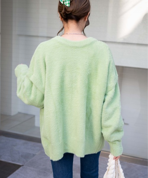 WEGO（ウィゴー）の「WEGO/マルチWAYシャギーBIGカーディガン（カーディガン/ボレロ・レディース・グリーン系その他/アイボリー/ブラック・FREE）」の12枚目の写真