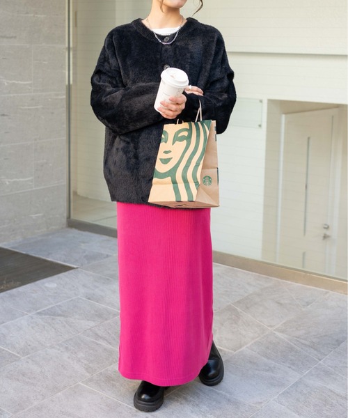 WEGO（ウィゴー）の「WEGO/マルチWAYシャギーBIGカーディガン（カーディガン/ボレロ・レディース・グリーン系その他/アイボリー/ブラック・FREE）」の8枚目の写真