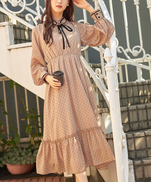 セール プチフリル リボン付きベロアラインドットワンピース ワンピース Tocco Closet トッコ クローゼット のファッション通販 Zozotown