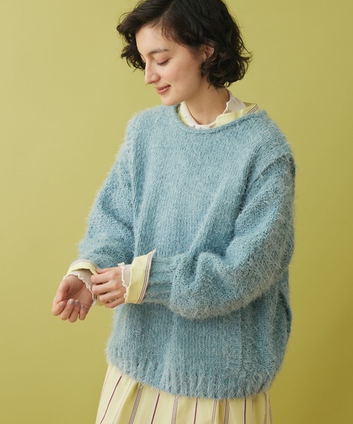 CRAFT STANDARD BOUTIQUE(クラフトスタンダードブティック)の「バスケット編ベスト切替プルオーバー(ニット/セーター・レディース・ブルー/アイボリー/イエロー/ピンク・FREE)」の3枚目の写真