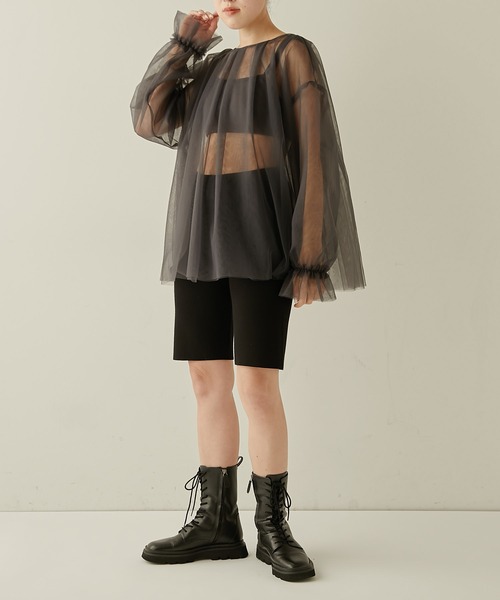 COLLAGE GALLARDAGALANTE（コラージュガリャルダガランテ）の「バンドゥキャミ（キャミソール・レディース・ブラック/チャコールグレー・FREE）」の6枚目の写真