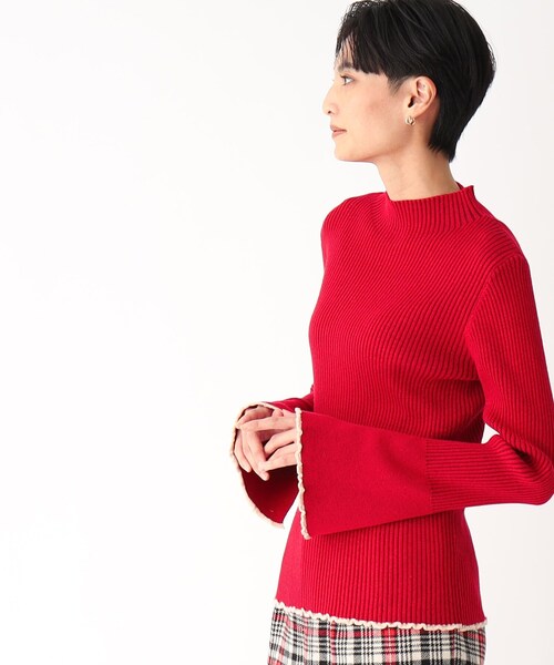 OPAQUE.CLIP（オペークドットクリップ）の「◆【C】配色使いハイネックリブニット（ニット/セーター・レディース・ホワイト系7/レッド系6/ブラック系4・36/38）」の3枚目の写真