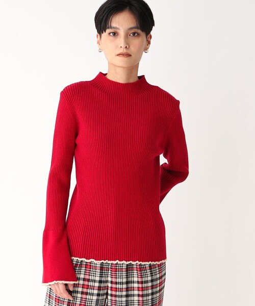 OPAQUE.CLIP（オペークドットクリップ）の「◆【C】配色使いハイネックリブニット（ニット/セーター・レディース・ホワイト系7/レッド系6/ブラック系4・36/38）」の10枚目の写真