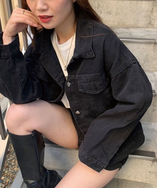 CORNERS（コーナーズ）の「ブラックデニムジャケット（デニムジャケット・レディース・ブラック・M）」の4枚目の写真