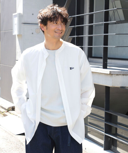 B:MING by BEAMS(ビーミングバイビームス)の「B:MING by BEAMS / サッカー バンドカラー シャツ(シャツ/ブラウス・メンズ・ネイビー/その他/オフホワイト・SMALL/MEDIUM/LARGE/X-LARGE)」の2枚目の写真
