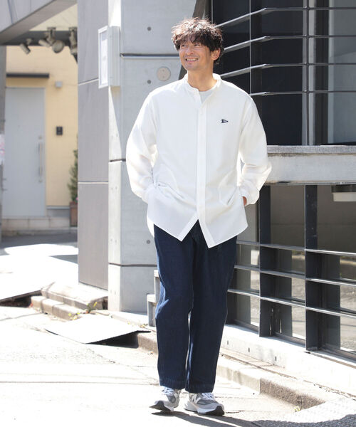 B:MING by BEAMS(ビーミングバイビームス)の「B:MING by BEAMS / サッカー バンドカラー シャツ(シャツ/ブラウス・メンズ・ネイビー/その他/オフホワイト・SMALL/MEDIUM/LARGE/X-LARGE)」の4枚目の写真