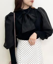 INGNI | 袖異素材／ボウタイ付マトンスリーブニット(ニット/セーター)