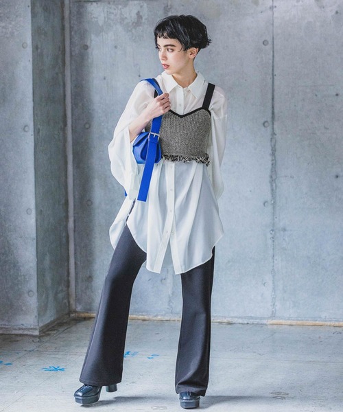 PAGEBOY（ページボーイ）の「メランジフリンジビスチェ（ベスト・レディース・オフホワイト/ブラック/ピンク・FREE）」の12枚目の写真