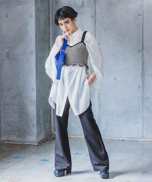 PAGEBOY（ページボーイ）の「メランジフリンジビスチェ（ベスト・レディース・オフホワイト/ブラック/ピンク・FREE）」の10枚目の写真