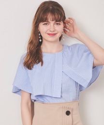 アシメケープカラーブラウス