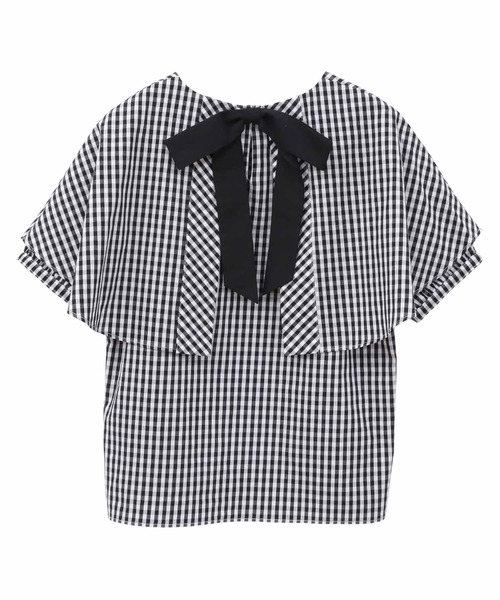 31 Sons de mode（トランテアン　ソン　ドゥ　モード）の「アシメケープカラーブラウス（シャツ/ブラウス・レディース・ブラック×ホワイト/オフホワイト/サックスブルー・フリー）」の12枚目の写真