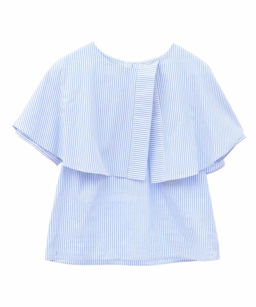 31 Sons de mode（トランテアン　ソン　ドゥ　モード）の「アシメケープカラーブラウス（シャツ/ブラウス・レディース・ブラック×ホワイト/オフホワイト/サックスブルー・フリー）」の15枚目の写真