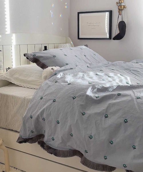 Casselini(キャセリーニ)の「Casselini HOME(キャセリーニ ホーム)フリンジ枕カバー(寝具・レディース・ピンク/ブルー/アイボリー/グレー/パープル・FREE)」の16枚目の写真