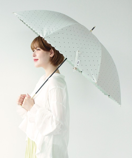 Three Four Time(スリーフォータイム)の「【Wpc.】ドットフラワーポイント長傘 (完全遮光/晴雨兼用) @(長傘・レディース・ブラック/オフホワイト・FREE)」の2枚目の写真