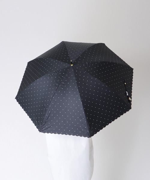 Three Four Time(スリーフォータイム)の「【Wpc.】ドットフラワーポイント長傘 (完全遮光/晴雨兼用) @(長傘・レディース・ブラック/オフホワイト・FREE)」の4枚目の写真