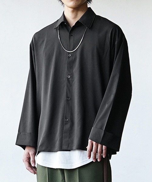 MinoriTY(マイノリティ)の「Aラインビッグスリーブシャツ レギュラーカラー(シャツ/ブラウス・メンズ・グリーン/ブラック/ブルー/グレー・M/L/S)」の12枚目の写真
