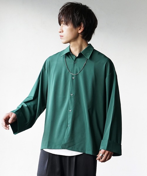 MinoriTY(マイノリティ)の「Aラインビッグスリーブシャツ レギュラーカラー(シャツ/ブラウス・メンズ・グリーン/ブラック/ブルー/グレー・M/L/S)」の13枚目の写真