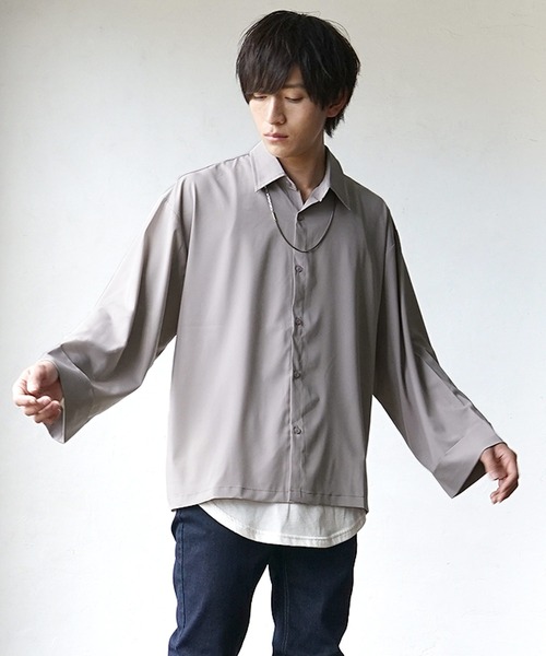 MinoriTY(マイノリティ)の「Aラインビッグスリーブシャツ レギュラーカラー(シャツ/ブラウス・メンズ・グリーン/ブラック/ブルー/グレー・M/L/S)」の21枚目の写真