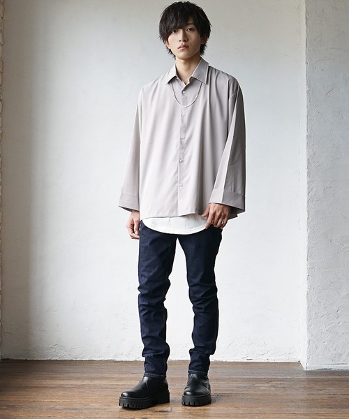 MinoriTY(マイノリティ)の「Aラインビッグスリーブシャツ レギュラーカラー(シャツ/ブラウス・メンズ・グリーン/ブラック/ブルー/グレー・M/L/S)」の8枚目の写真