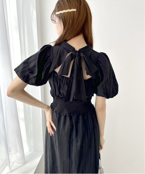 OLIVE des OLIVE（オリーブデオリーブ）の「【WEB限定】ピンタックバックリボンワンピース（ワンピース・レディース・スミクロ/ブラック/サックスブルー/オフホワイト・FREE）」の18枚目の写真