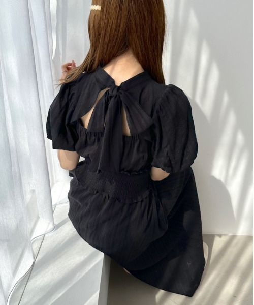 OLIVE des OLIVE（オリーブデオリーブ）の「【WEB限定】ピンタックバックリボンワンピース（ワンピース・レディース・スミクロ/ブラック/サックスブルー/オフホワイト・FREE）」の20枚目の写真