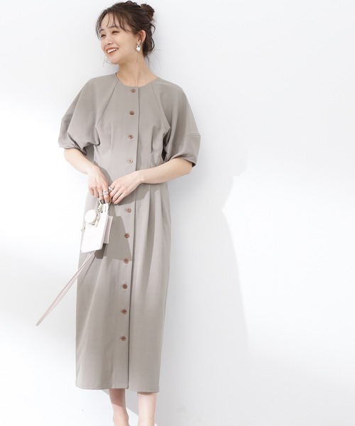 N.(N. Natural Beauty Basic)(エヌエヌナチュラルビューティーベーシック)の「【S Size Line】◆ウエストタック麻調ワンピース(ワンピース・レディース・チャコール/グレイッシュベージュ/グリーン/ブルー・SMALL/MEDIUM)」の3枚目の写真