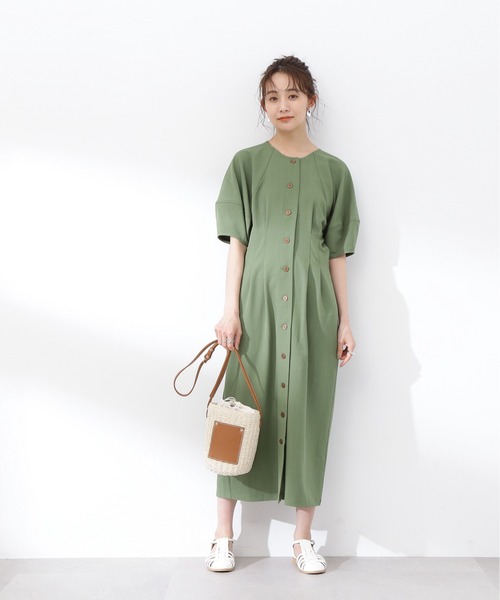 N.(N. Natural Beauty Basic)(エヌエヌナチュラルビューティーベーシック)の「【S Size Line】◆ウエストタック麻調ワンピース(ワンピース・レディース・チャコール/グレイッシュベージュ/グリーン/ブルー・SMALL/MEDIUM)」の21枚目の写真