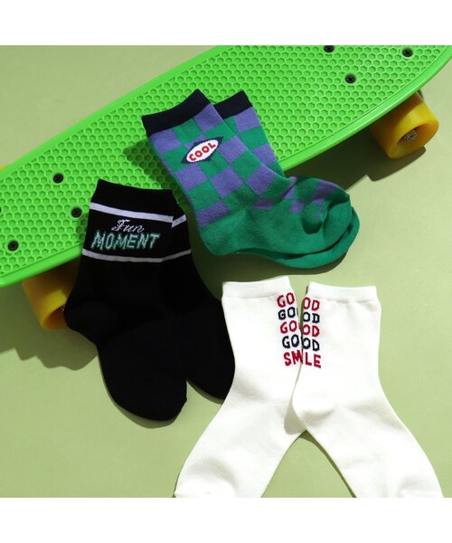 BREEZE by saori（ブリーズバイサオリ）の「WEB限定 3柄ソックス【BREEZE by saori】（ソックス/靴下・キッズ・オフホワイト/ブラック/グリーン・18/15 /21）」の4枚目の写真