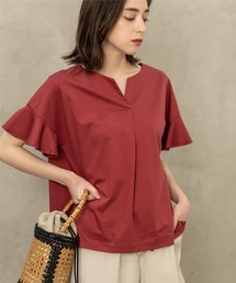 OPAQUE.CLIP | シルキースーピマ スキッパーフリルカットソー【イージーケア/接触冷感/洗濯機洗い可】(Tシャツ/カットソー)