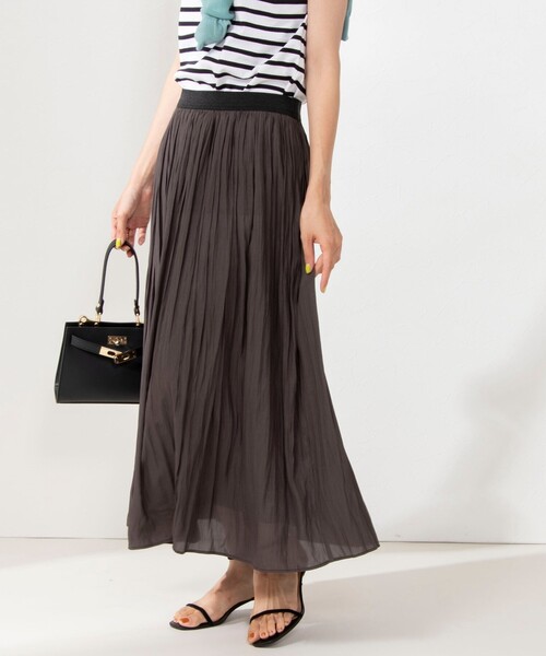 NOLLEY’S(ノーリーズ)の「ラメゴム割繊プリーツスカート(スカート・レディース・チャコールグレー/オフホワイト/ブラック系その他4/ブラウン/ネイビー・38/36)」の5枚目の写真