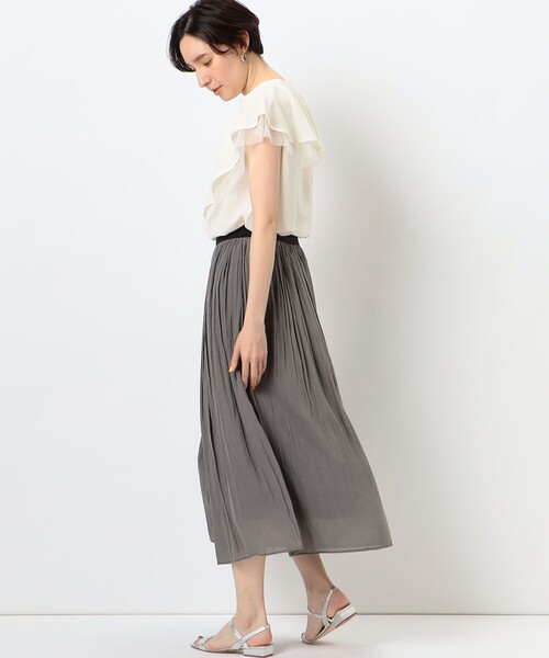 NOLLEY’S(ノーリーズ)の「ラメゴム割繊プリーツスカート(スカート・レディース・チャコールグレー/オフホワイト/ブラック系その他4/ブラウン/ネイビー・38/36)」の7枚目の写真