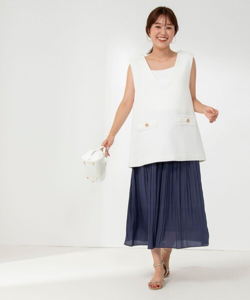 NOLLEY’S(ノーリーズ)の「ラメゴム割繊プリーツスカート(スカート・レディース・チャコールグレー/オフホワイト/ブラック系その他4/ブラウン/ネイビー・38/36)」の19枚目の写真